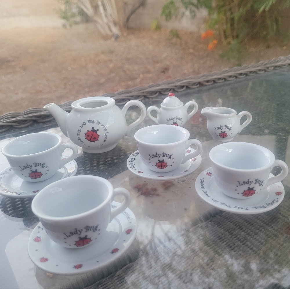 Kids miniature Ladybug tea set